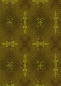 Machine Washable Transitional Dark Yellow Green Rug, wshpat3045yw