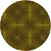 Square Patterned Dark Yellow Green Rug, pat3045yw