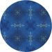 Square Machine Washable Transitional Cobalt Blue Rug, wshpat3045