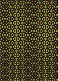 Machine Washable Transitional Dark Yellow Green Rug, wshpat3046brn