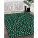 Machine Washable Transitional Deep Teal Green Rug in a Family Room, wshpat3046lblu