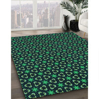 Patterned Deep Teal Green Rug, pat3046lblu