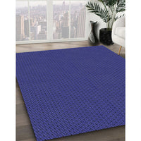 Patterned Denim Dark Blue Rug, pat3047blu