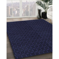 Patterned Black Rug, pat3048blu