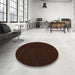 Round Patterned Black Brown Rug in a Office, pat3048org