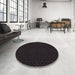 Round Patterned Charcoal Gray Novelty Rug in a Office, pat3048