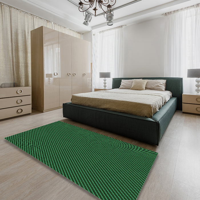 Patterned Dark Forest Green Rug in a Bedroom, pat3049grn
