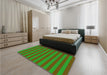 Patterned Dark Bronze Brown Rug in a Bedroom, pat305grn