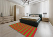 Patterned Olive Green Rug in a Bedroom, pat305org