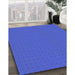 Patterned Blue Rug in Family Room, pat3050blu