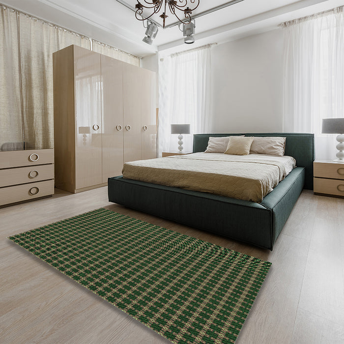 Patterned Fern Green Rug in a Bedroom, pat3051grn