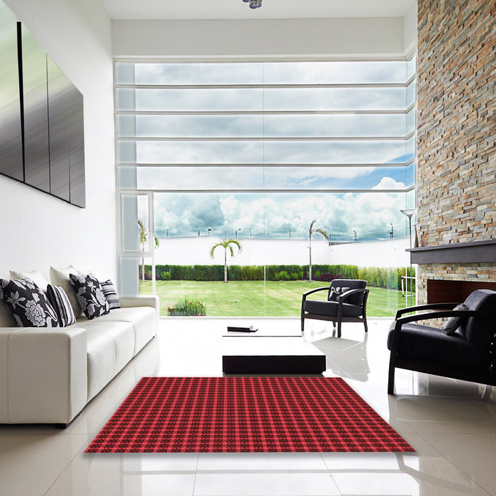Machine Washable Transitional Tomato Red Rug in a Kitchen, wshpat3051rd