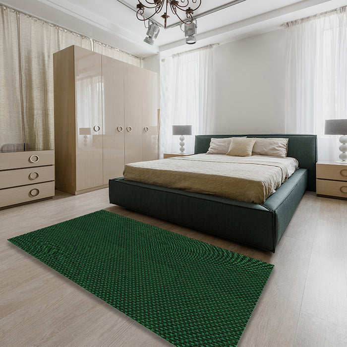 Patterned Deep Emerald Green Rug in a Bedroom, pat3052grn