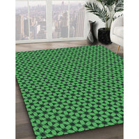 Patterned Deep Emerald Green Rug, pat3053grn