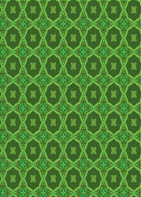 Machine Washable Transitional Green Rug, wshpat3055grn