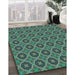 Patterned Mint Green Rug in Family Room, pat3055lblu