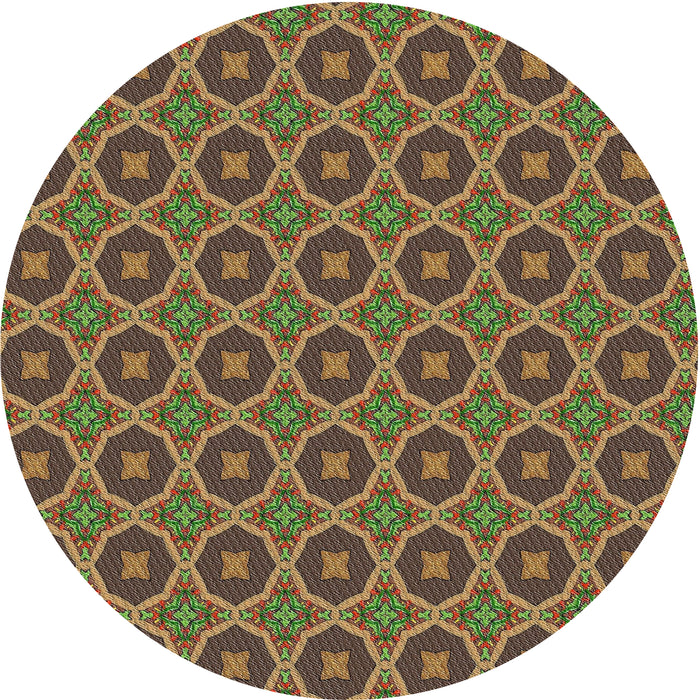 Square Machine Washable Transitional Brass Green Rug, wshpat3055