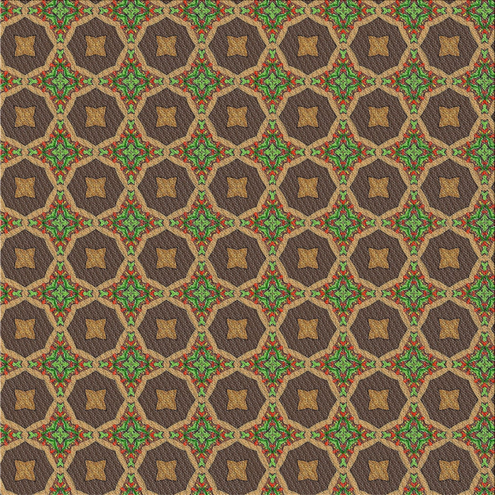 Square Patterned Copper Green Novelty Rug, pat3055