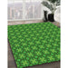 Machine Washable Transitional Deep Emerald Green Rug in a Family Room, wshpat3056grn