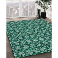 Patterned Lime Mint Green Rug, pat3056lblu
