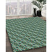 Machine Washable Transitional Emerald Green Rug in a Family Room, wshpat3057lblu