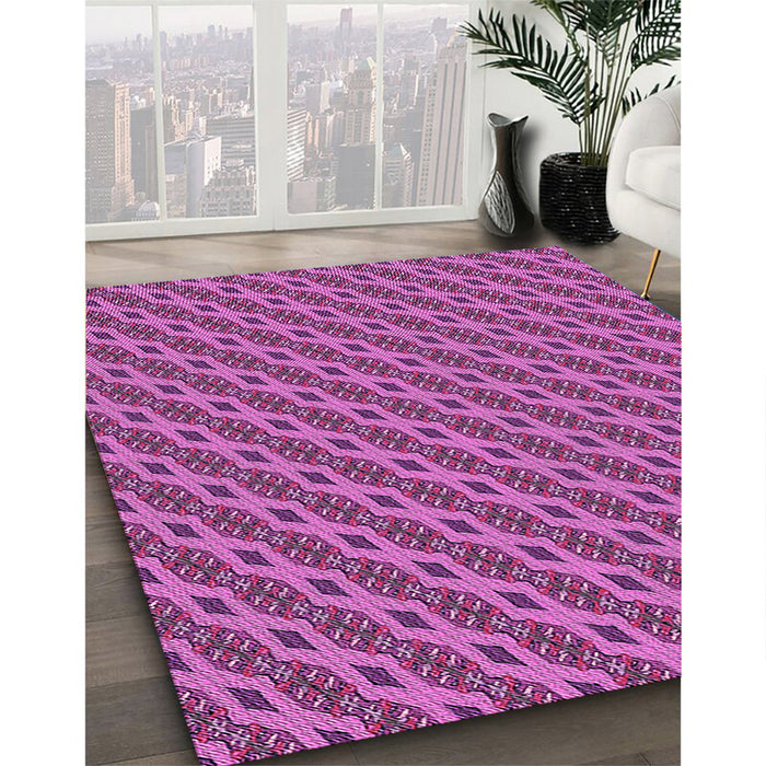 Machine Washable Transitional Medium Violet Red Pink Rug in a Family Room, wshpat3057pur