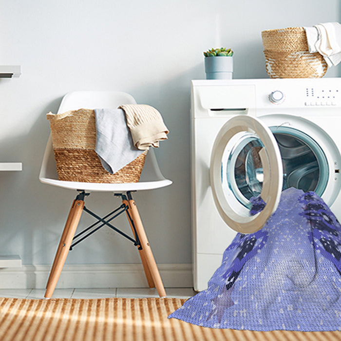 Machine Washable Transitional Jeans Blue Rug in a Washing Machine, wshpat3058blu