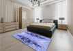 Patterned Jeans Blue Rug in a Bedroom, pat3058blu