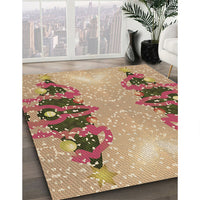 Patterned Chestnut Red Rug, pat3058brn