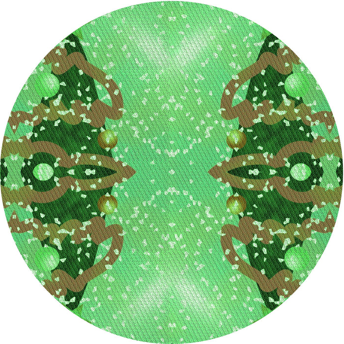 Square Patterned Dark Lime Green Rug, pat3058grn