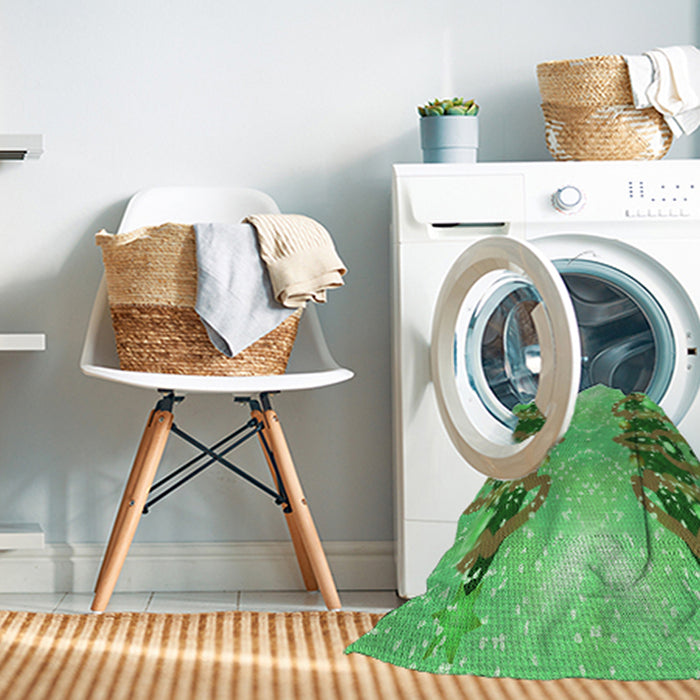 Machine Washable Transitional Dark Lime Green Rug in a Washing Machine, wshpat3058grn