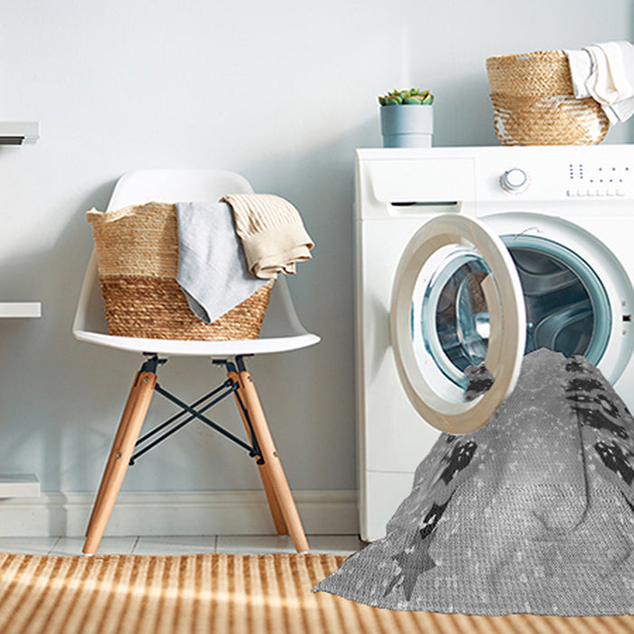 Machine Washable Transitional Silver Gray Rug in a Washing Machine, wshpat3058gry