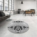 Round Patterned Silver Gray Rug in a Office, pat3058gry