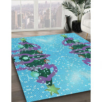 Patterned Glacial Blue Ice Blue Rug, pat3058lblu