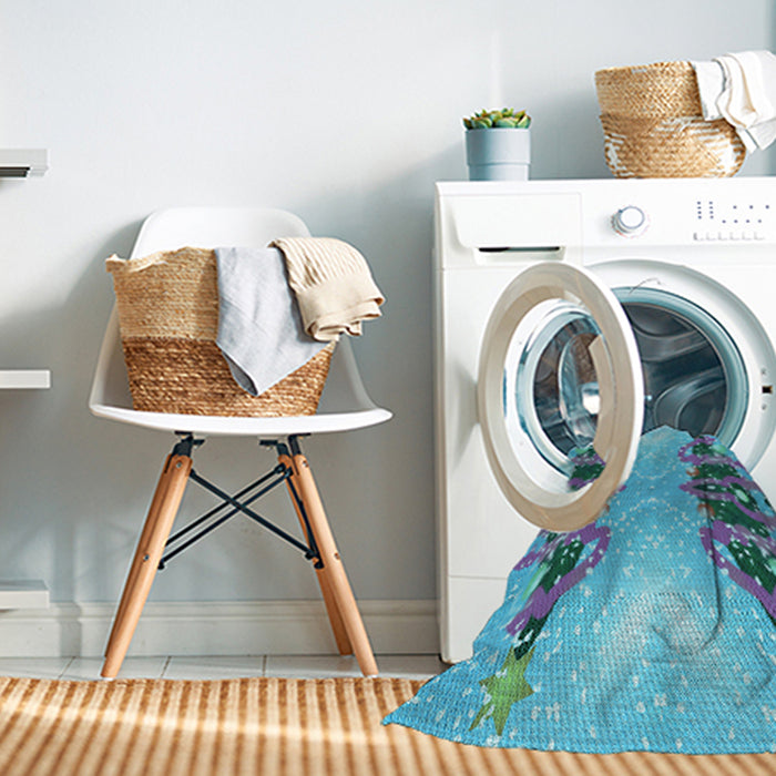 Machine Washable Transitional Glacial Blue Ice Blue Rug in a Washing Machine, wshpat3058lblu