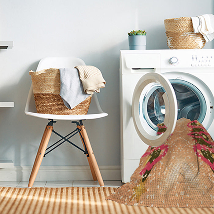 Machine Washable Transitional Yellow Orange Rug in a Washing Machine, wshpat3058org