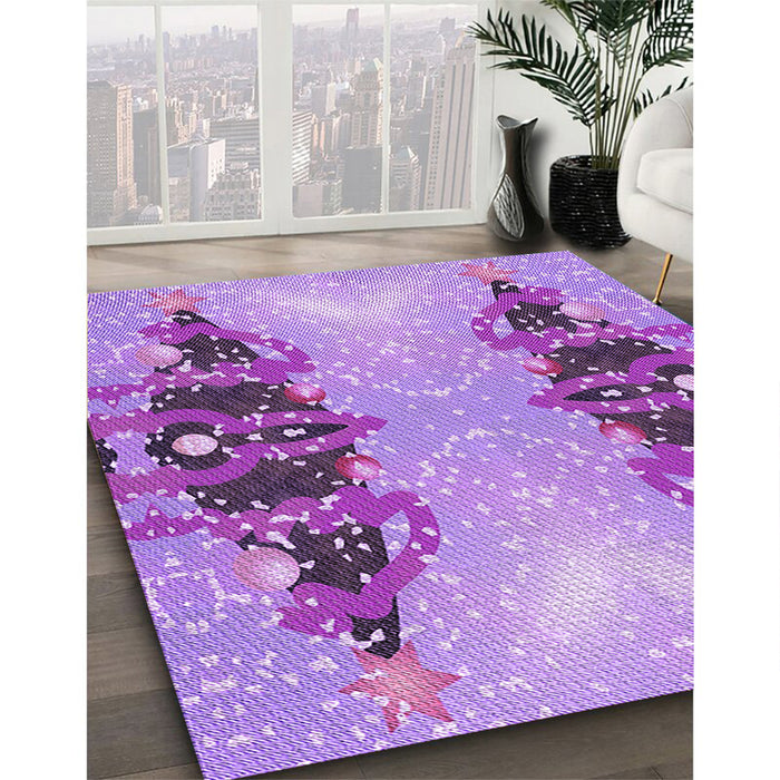 Machine Washable Transitional Dark Orchid Purple Rug in a Family Room, wshpat3058pur