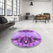 Round Patterned Dark Orchid Purple Rug in a Office, pat3058pur