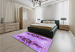 Patterned Dark Orchid Purple Rug in a Bedroom, pat3058pur