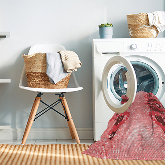 Machine Washable Transitional Light Coral Pink Rug in a Washing Machine, wshpat3058rd