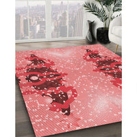 Patterned Light Coral Pink Rug, pat3058rd