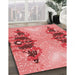 Patterned Light Coral Pink Rug in Family Room, pat3058rd