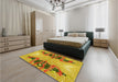 Patterned Bright Gold Yellow Rug in a Bedroom, pat3058yw