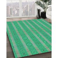 Patterned Spring Green Rug, pat3059lblu