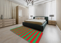 Patterned Neon Green Novelty Rug in a Bedroom, pat305