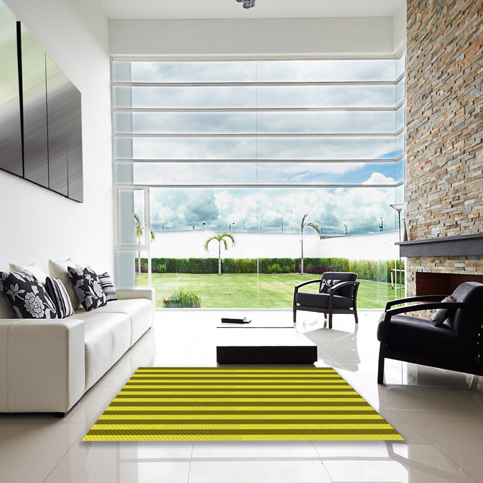 Square Patterned Golden Yellow Rug in a Living Room, pat306yw