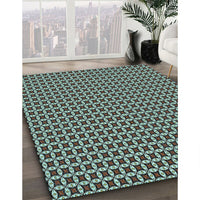 Patterned Medium Aqua Marine Green Rug, pat3060lblu