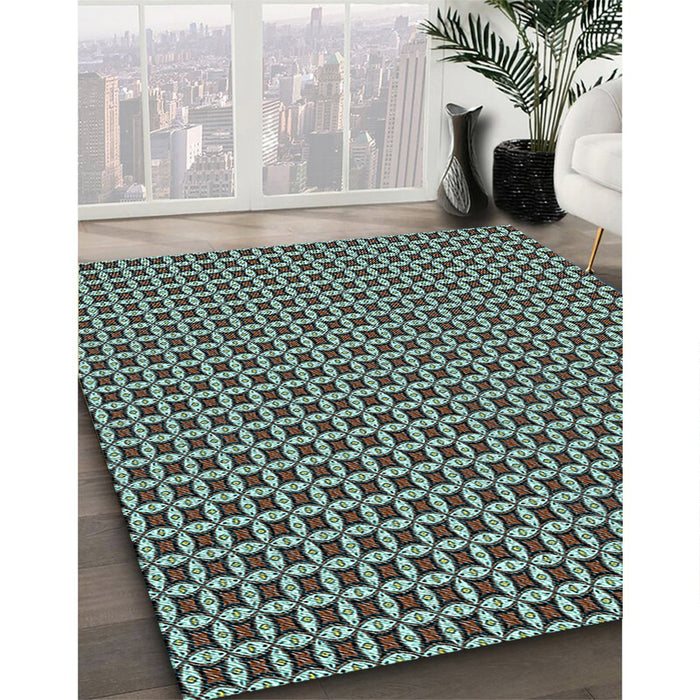 Patterned Medium Aqua Marine Green Rug in Family Room, pat3060lblu