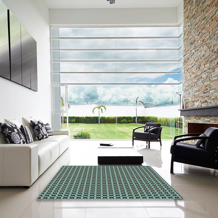 Machine Washable Transitional Medium Aqua Marine Green Rug in a Kitchen, wshpat3060lblu