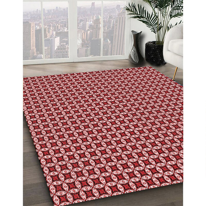 Patterned Light Coral Pink Rug in Family Room, pat3060rd